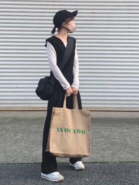 「YACA（ヤーカ）のアイテム」を使った、おまゆさん（レディース・154cm）の春コーディネート