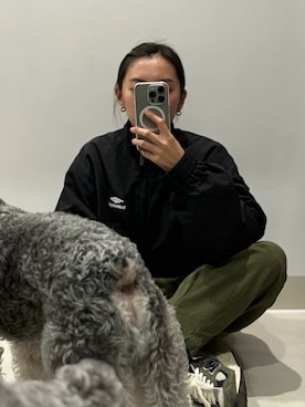 「BALENCIAGA」｜「アイテム（マウンテンパーカー）」を使った、Hayeさん（レディース・158cm）の冬コーディネート