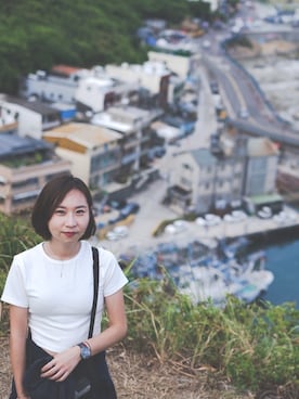 「PAZZO（パッゾ）のアイテム（Tシャツ/カットソー）」を使った、cderni さん（レディース・156cm）の夏コーディネート