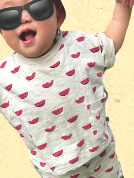 「アイテム（ママ＆ベビー、グリーン系）」を使った、siiii14さん（キッズ・90cm）の夏コーディネート