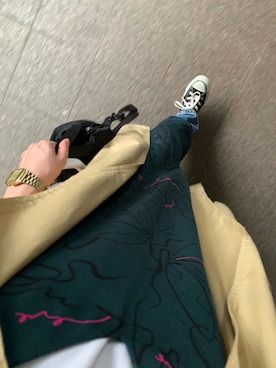 「TODAYFUL（トゥデイフル）のアイテム（トレンチコート）」を使った、鈴木すうこさん（レディース・154cm）の夏コーディネート