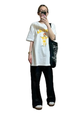 「アイテム（トートバッグ）」を使った、鈴木すうこさん（レディース・154cm）の夏コーディネート