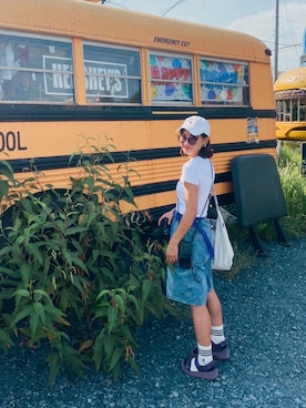 「POLO（ポロ）のアイテム」を使った、森岡朋奈さん（レディース・157cm）の秋コーディネート