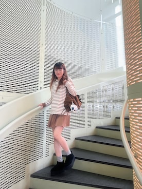 「アイテム（ポロシャツ）」を使った、Dさん（レディース・155cm）の冬コーディネート