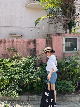 「BRONTE（ブロンテ）のアイテム（帽子）」を使った、Dさん（レディース・155cm）の春コーディネート