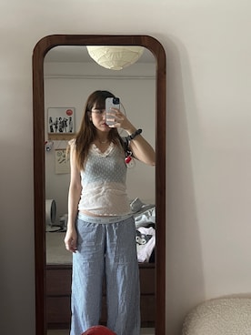 「古着好きな人と繋がりたい」｜「アイテム（パンツ）」を使った、Dさん（レディース・155cm）の夏コーディネート