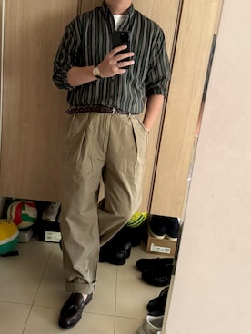 「アイテム（チノパンツ）」を使った、shinさん（メンズ・172cm・40代）の秋コーディネート