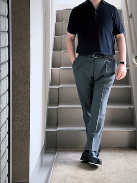 「アイテム（スラックス）」を使った、shinさん（メンズ・172cm・40代）の夏コーディネート