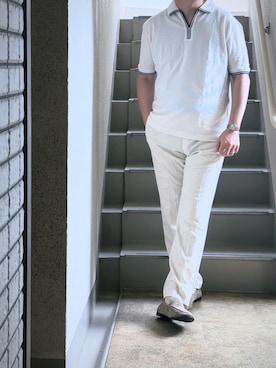 「アイテム（スラックス）」を使った、shinさん（メンズ・172cm・40代）の夏コーディネート
