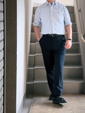 「アイテム（スラックス）」を使った、shinさん（メンズ・172cm・40代）の夏コーディネート