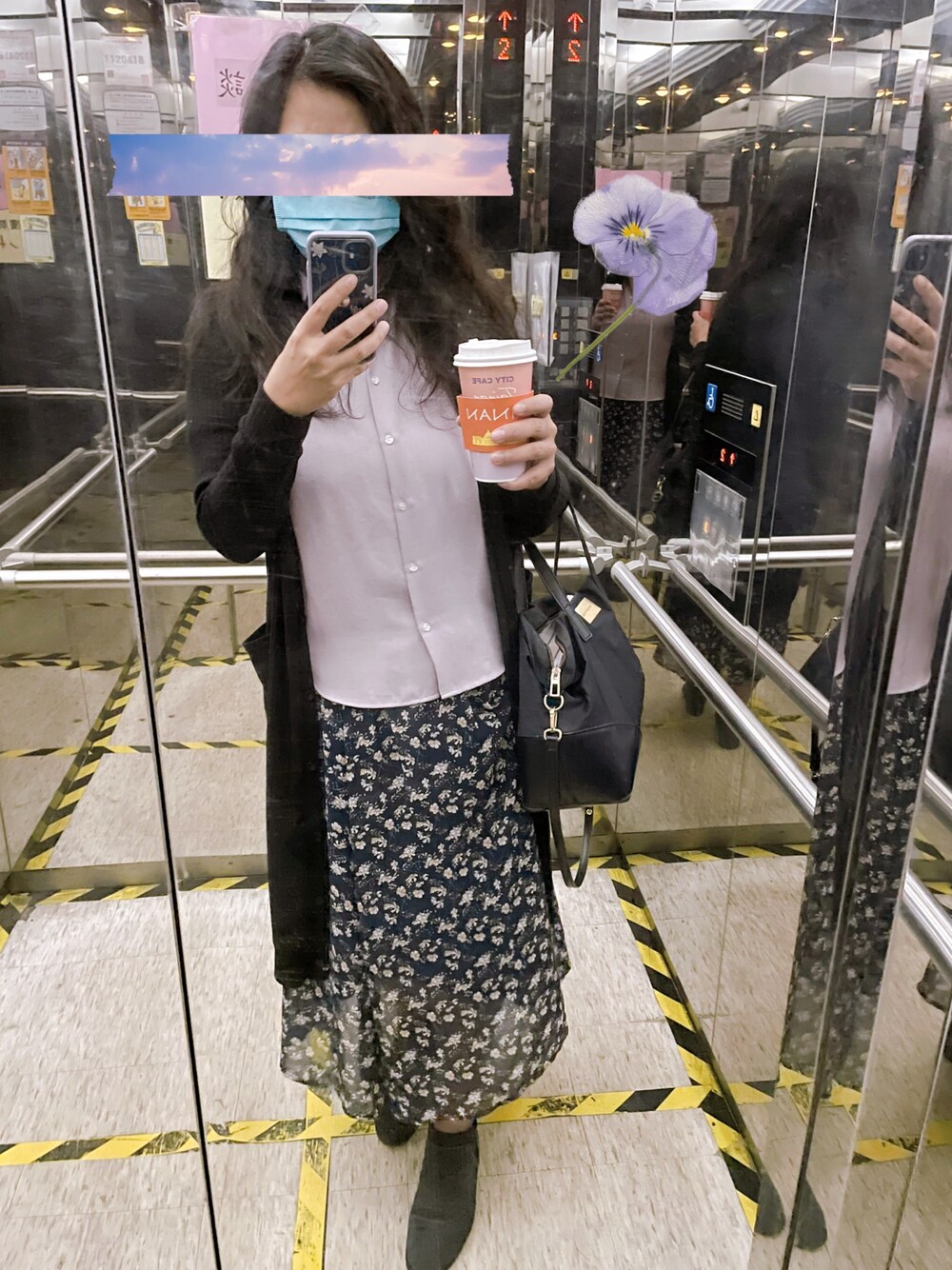 「今日のコーデ、office style、ユニクロ、秋コーデ、仕事コーデ、オフィススタイル」｜「UNIQLOのレーヨンブラウス（半袖）（シャツ/ブラウス、パープル系）」を使った、linlinさん（レディース・160cm）の秋コーディネートの1枚目の写真