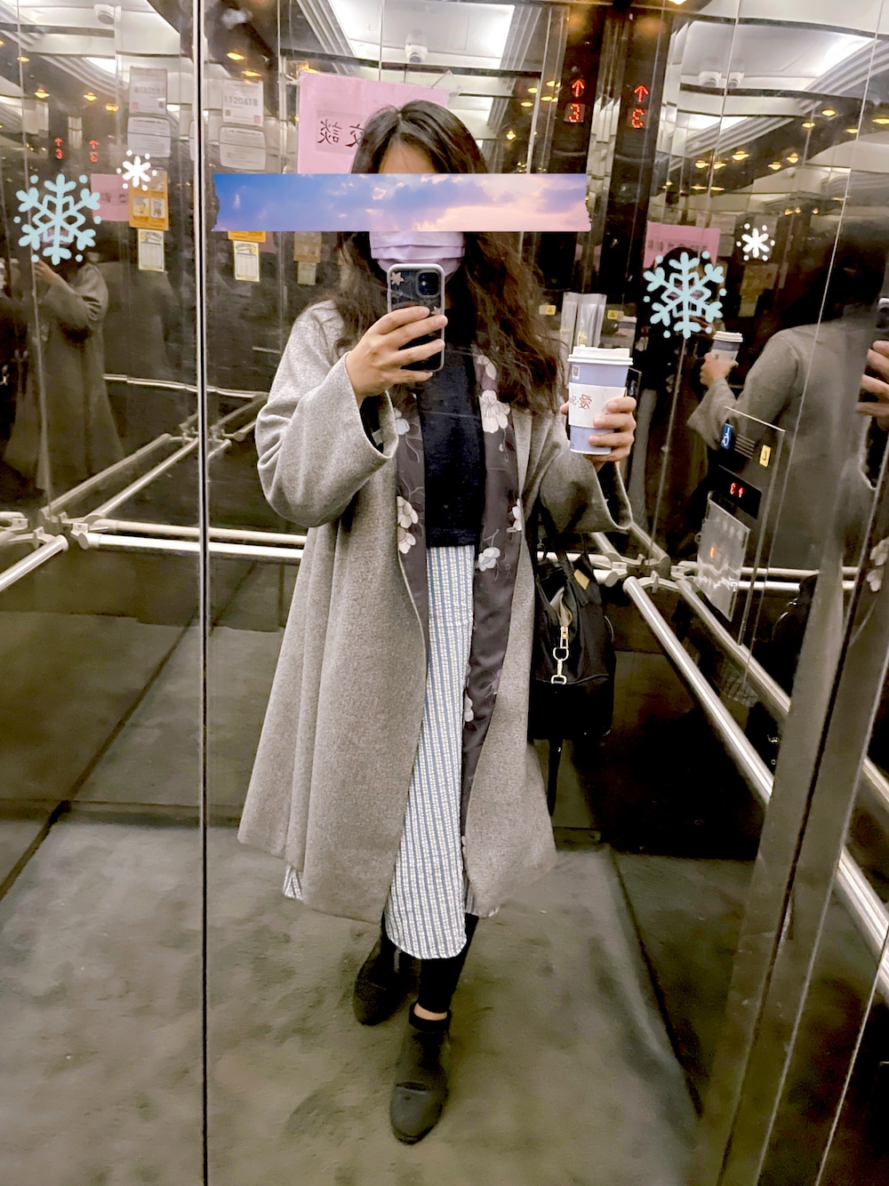 「ふりふ、office style、Samansa Mos2 blue、冬コーデ」｜「ふりふのアイテム（ダッフルコート、グレー系）」を使った、linlinさん（レディース・160cm）の冬コーディネートの1枚目の写真