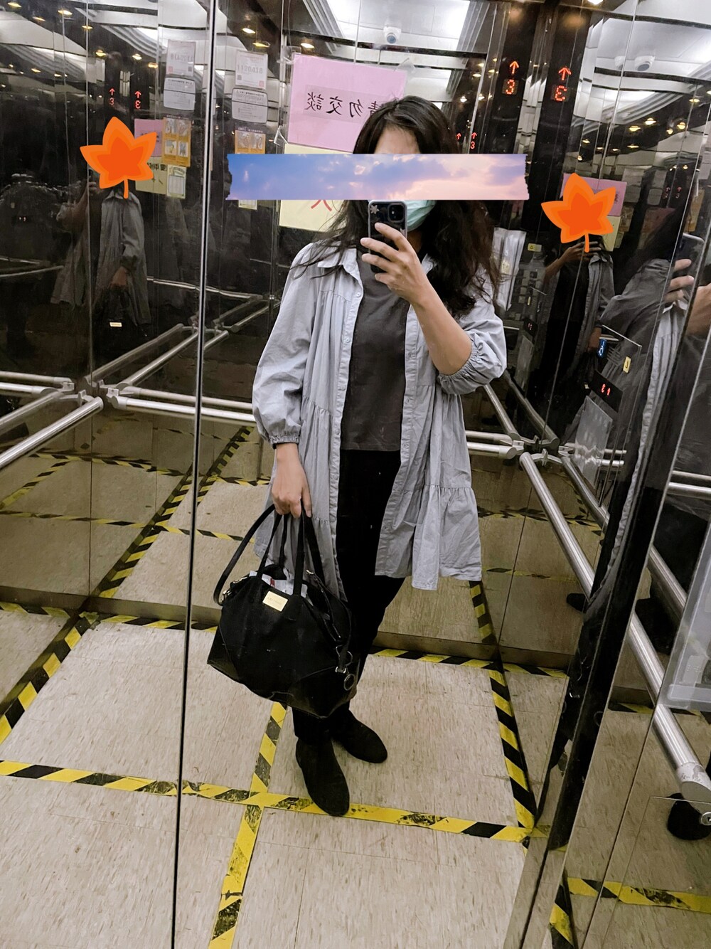「GRL、office style、autumn look、秋コーデ、shirtdress」｜「Bimba y Lolaのアイテム（クラッチバッグ、ブルー系）」を使った、linlinさん（レディース・160cm）の秋コーディネートの1枚目の写真