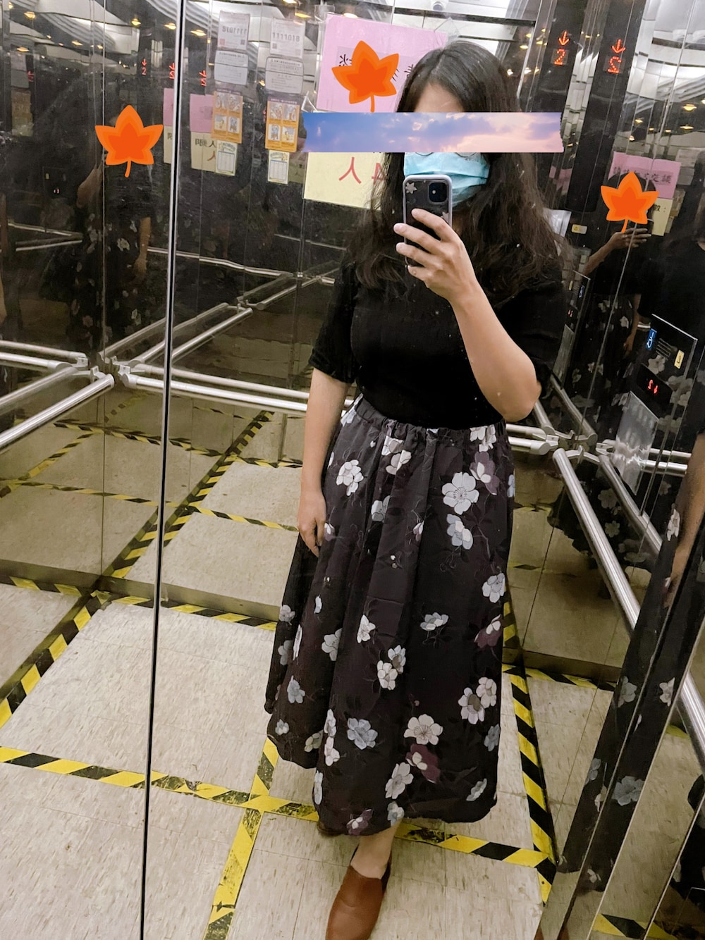 「ふりふ、floral skirt、office style、autumn look、秋コーデ」｜「ふりふのアイテム（スカート、その他）」を使った、linlinさん（レディース・160cm）の秋コーディネートの1枚目の写真