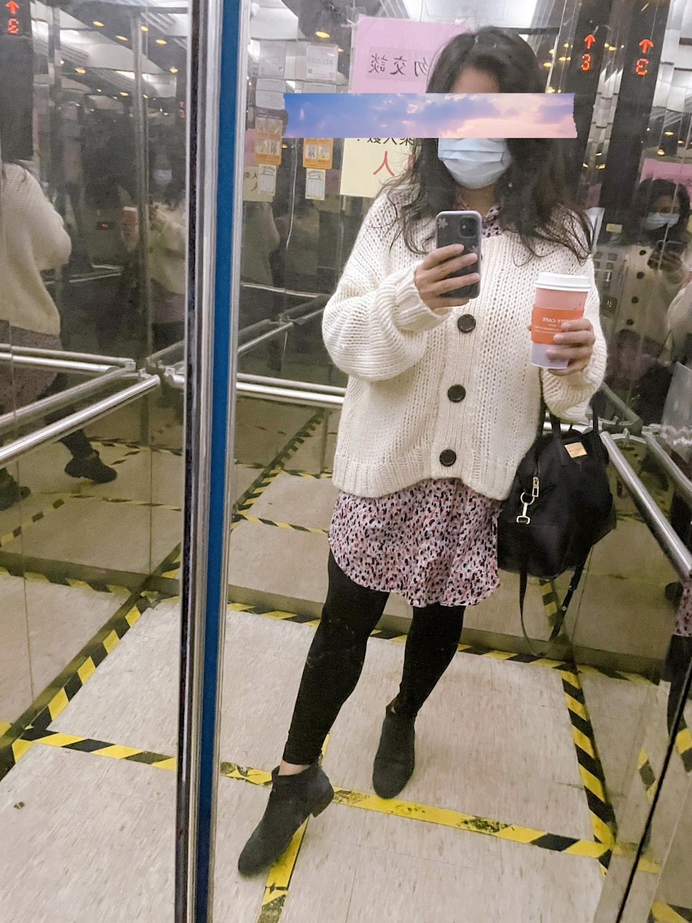 「シャツワンピ、ニット、カーディガン、秋コーデ、オフィスカジュアル、office style、ZARA、MONKI」｜「ZARAのアイテム（ニット/セーター、ホワイト系）」を使った、linlinさん（レディース・160cm）の秋コーディネートの1枚目の写真