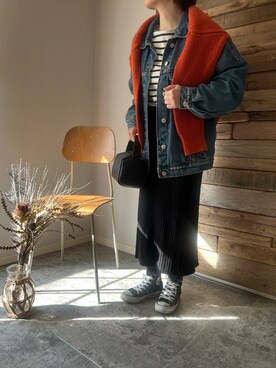 「サステナブル」｜「アイテム（スニーカー）」を使った、𝕔𝕙𝕚𝕒𝕜𝕚さん（レディース・152cm）の春コーディネート