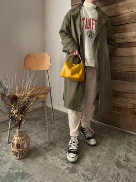「GU（ジーユー）のアイテム（モッズコート）」を使った、𝕔𝕙𝕚𝕒𝕜𝕚さん（レディース・152cm）の冬コーディネート