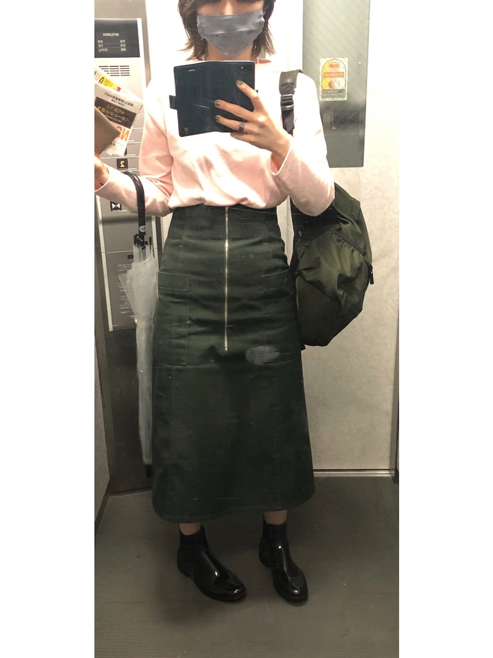 「Steven Alan、saint james、Traditional Weatherwear」｜「SAINT JAMESのSAINT JAMES/セントジェームズ　OUESSANT　SOLID/ウエッソン ソリッド（Tシャツ/カットソー、ピンク系）」を使った、まめぞうさん（レディース・160cm）の秋コーディネートの1枚目の写真