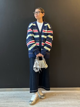 「アイテム（デニムスカート）」を使った、mega さん（レディース・153cm）の秋コーディネート