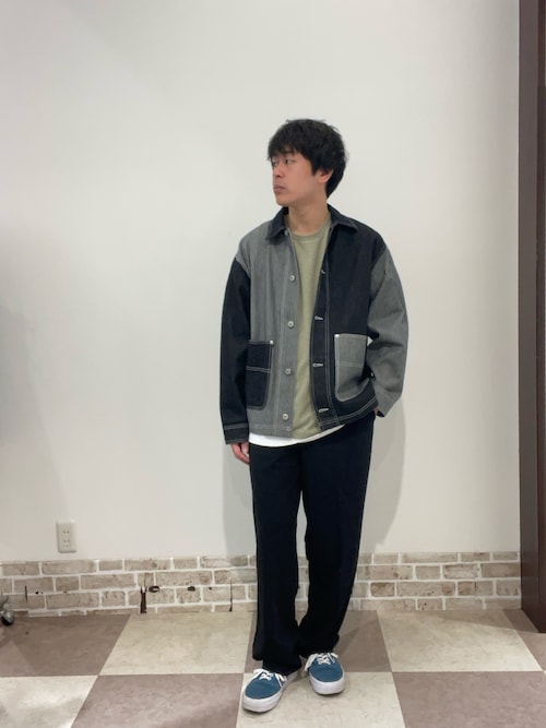 セール】ヒッコリー×デニム切替ワークジャケット（デニムジャケット