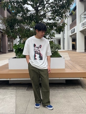 「ITEMS URBANRESEARCH（アイテムズ アーバンリサーチ）のアイテム（Tシャツ/カットソー）」を使った、ひりゅうさん（メンズ・167cm）の夏コーディネート