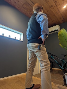 「CA4LA（カシラ）のアイテム（帽子）」を使った、粕さん（メンズ・174cm）の春コーディネート