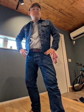 「CA4LA（カシラ）のアイテム（帽子）」を使った、粕さん（メンズ・174cm）の春コーディネート