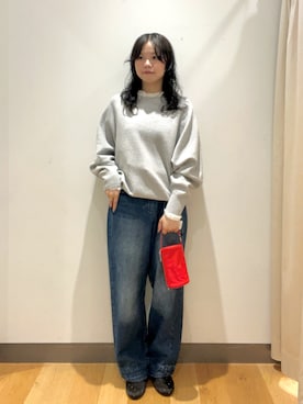 「URBAN RESEARCH（アーバンリサーチ）のコットンカシミヤスウェットニット（ニット/セーター、グレー系）」を使った、harunaさん（レディース・158cm）の秋コーディネート