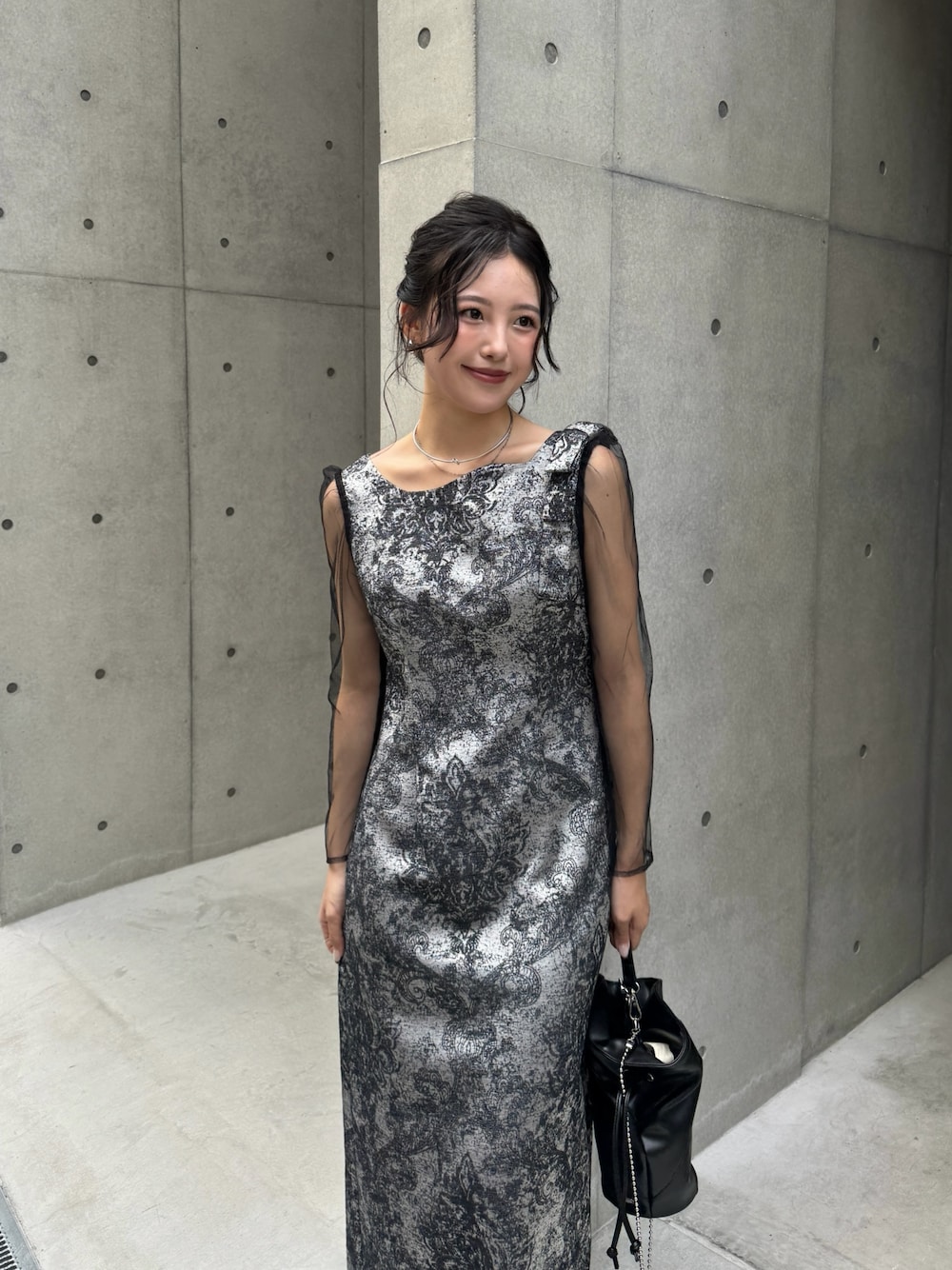 LE'RURE（リルアー）の「Shoulder ribbon jacquard dress（ドレス