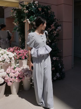 「LE'RURE（リルアー）のWhip peplum half sleeve tops（Tシャツ/カットソー、グレー系）」を使った、LE'RURE STAFFさん（レディース・163cm）の春コーディネート