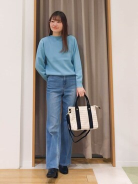 「Lee（リー）のアイテム（トートバッグ）」を使った、ERIKOさん（レディース・155cm）の冬コーディネート