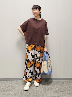 「アイテム（その他パンツ、オレンジ系）」を使った、naraさん（レディース・157cm）の夏コーディネート