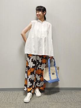 「アイテム（その他パンツ、オレンジ系）」を使った、naraさん（レディース・157cm）の夏コーディネート