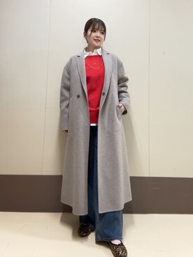 「UNTITLED（アンタイトル）の【ロング丈/軽やか】テーラード　リバーコート（チェスターコート、ベージュ系）」を使った、Atsumiさん（レディース・158cm）の秋コーディネート