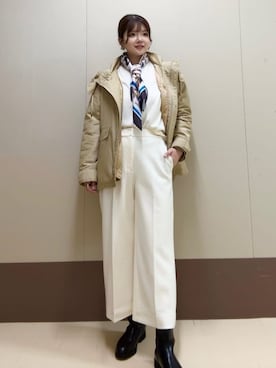 「UNTITLED（アンタイトル）の【キルトライナー付／アウトドア】3WAYマウンテンパーカー（ブルゾン、ベージュ系）」を使った、Atsumiさん（レディース・158cm）の秋コーディネート