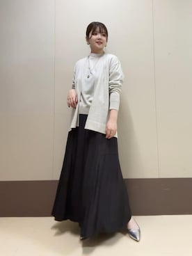 「UNTITLED（アンタイトル）の【アンサンブル可/洗える/ボタンなし】シルクウールカシミヤ 着流しカーディガン（カーディガン/ボレロ、ベージュ系）」を使った、Atsumiさん（レディース・158cm）の秋コーディネート
