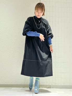「アイテム（ブーツ、ブルー系）」を使った、TAKAさん（レディース・159cm）の冬コーディネート