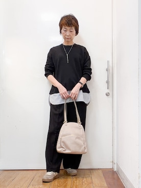 「アイテム（バックパック/リュック、ベージュ系）」を使った、みぃさん（レディース・159cm）の秋コーディネート