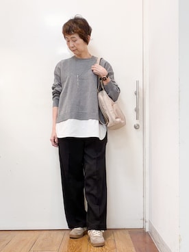 「アイテム（バックパック/リュック、ベージュ系）」を使った、みぃさん（レディース・159cm）の秋コーディネート