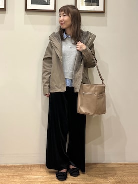 「SHOO・LA・RUE（シューラルー）の【洗濯機可/撥水/マルチWAY】ファーライナー付き 毎日欲張りマンパ（ブルゾン、ブラウン系）」を使った、まつみさん（レディース・162cm）の秋コーディネート