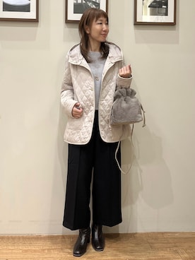 「SHOO・LA・RUE（シューラルー）の【撥水/S-LL/洗濯機可】2WAY中綿キルトジャケット（その他アウター、ベージュ系）」を使った、まつみさん（レディース・162cm）の秋コーディネート
