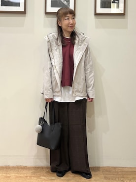 「SHOO・LA・RUE（シューラルー）の【洗濯機可/撥水/マルチWAY】ファーライナー付き 毎日欲張りマンパ（ブルゾン、ベージュ系）」を使った、まつみさん（レディース・162cm）の秋コーディネート