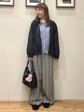 「SHOO・LA・RUE（シューラルー）の【S-LL/撥水】ゴールドパーツで女性らしく ギャザーブルゾン（ブルゾン、ブラック系）」を使った、まつみさん（レディース・162cm）の秋コーディネート
