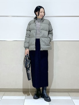 「アイテム（ダウンジャケット/コート、グリーン系）」を使った、erikoさん（レディース・165cm）の冬コーディネート