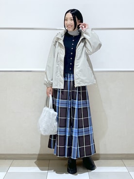 「Dessin（デッサン）の【洗える/6色展開】リングスナップミニ裏毛カーディガン（カーディガン/ボレロ、ブラック系）」を使った、erikoさん（レディース・165cm）の秋コーディネート