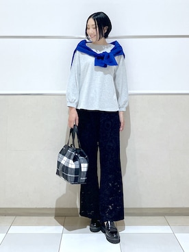 「Dessin（デッサン）の【洗える/7色展開/XS-L】バックヘンリーミニ裏毛 長袖（Tシャツ/カットソー、グレー系）」を使った、erikoさん（レディース・165cm）の秋コーディネート