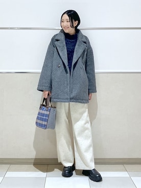 「アイテム（ピーコート、グレー系）」を使った、erikoさん（レディース・165cm）の秋コーディネート