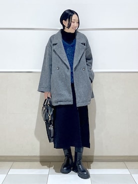 「アイテム（ピーコート、グレー系）」を使った、erikoさん（レディース・165cm）の冬コーディネート