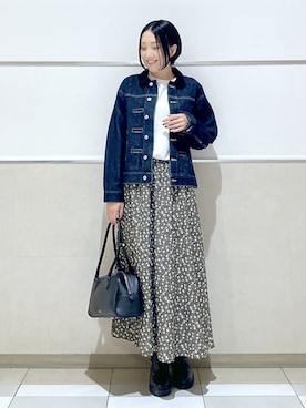 「Dessin（デッサン）の【高レビュー/洗える/XS-L】バックヘンリーミニ裏毛 5分袖（Tシャツ/カットソー、ベージュ系）」を使った、erikoさん（レディース・165cm）の秋コーディネート