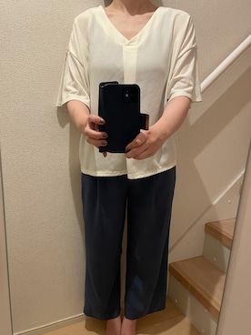 「UNIQLO（ユニクロ）のアイテム（セットアップ）」を使った、mi_hoさん（レディース・157cm）の夏コーディネート